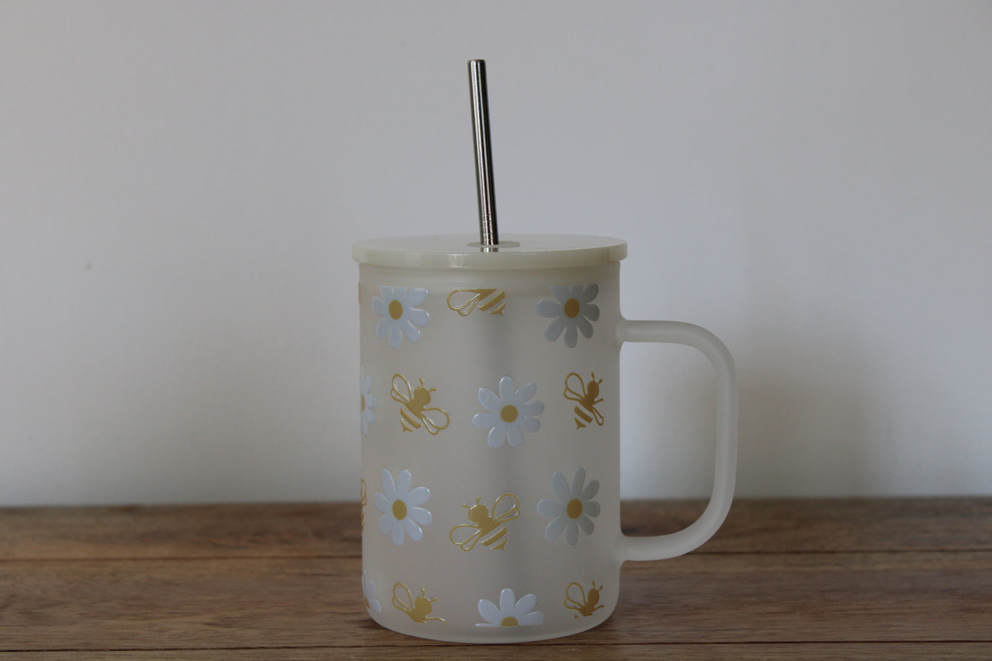 Daisy & Bee Frosted Glass Mug