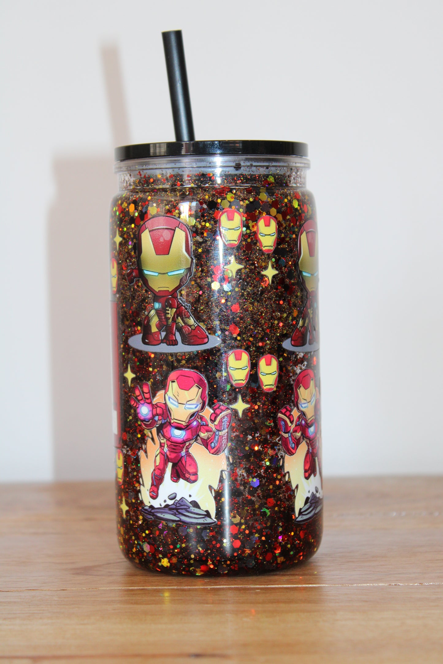 Iron Hero Glitter Acrylic Snowglobe Can (16oz)