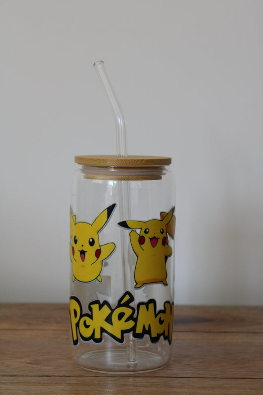 Yellow Electric Mouse 16oz Glass Can