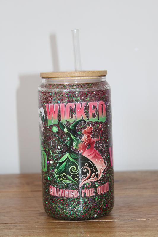 Glitter Witchy Snowglobe Glass Can (16oz)